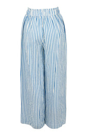 Product shot of the Aziza Pant in colour Bluewhite (Blue), from the back