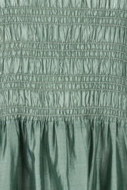 Product shot of the Saga Tank Dress in colour Sageolive (Green), detail
