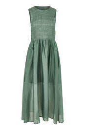 Product shot of the Saga Tank Dress in colour Sageolive (Green), from the front
