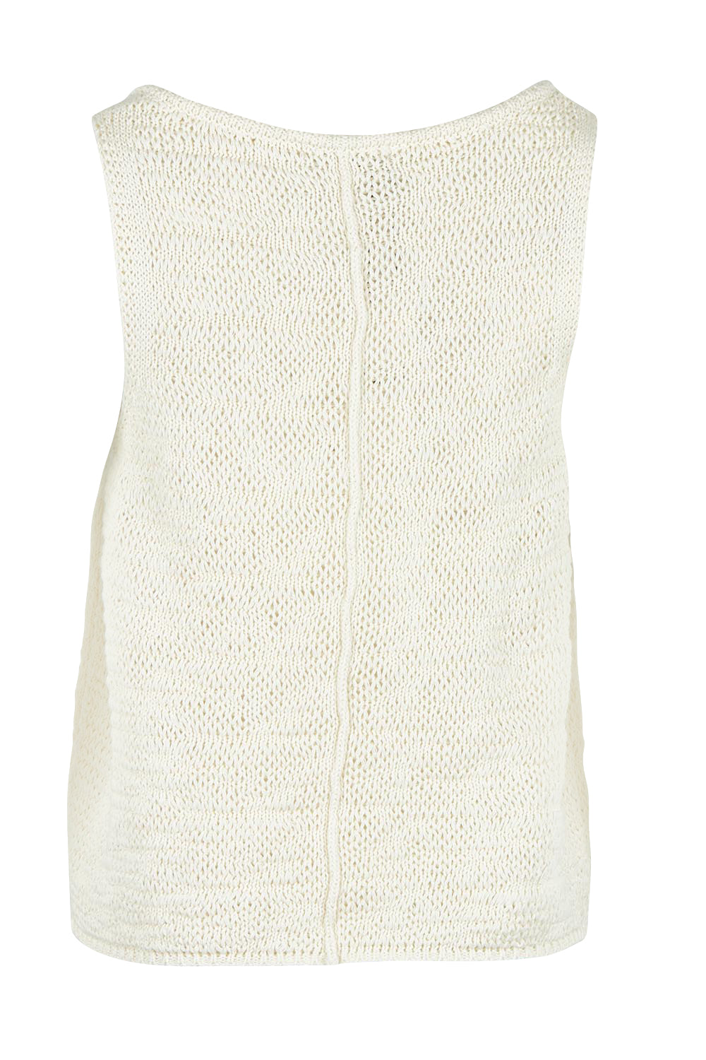 Product shot of the Penn Knit Top in colour Cream, from the back