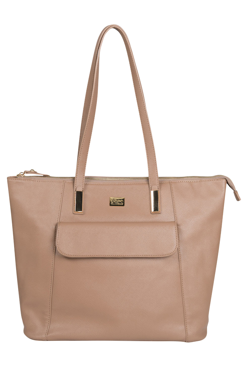 Product shot of the Charlie Baby/tote Bag in colour Taupe, from the front