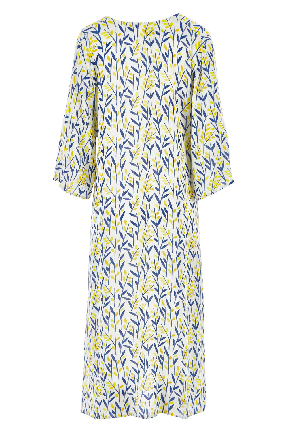 Product shot of the Manstrale Midi Dress in colour Petals (White), from the back