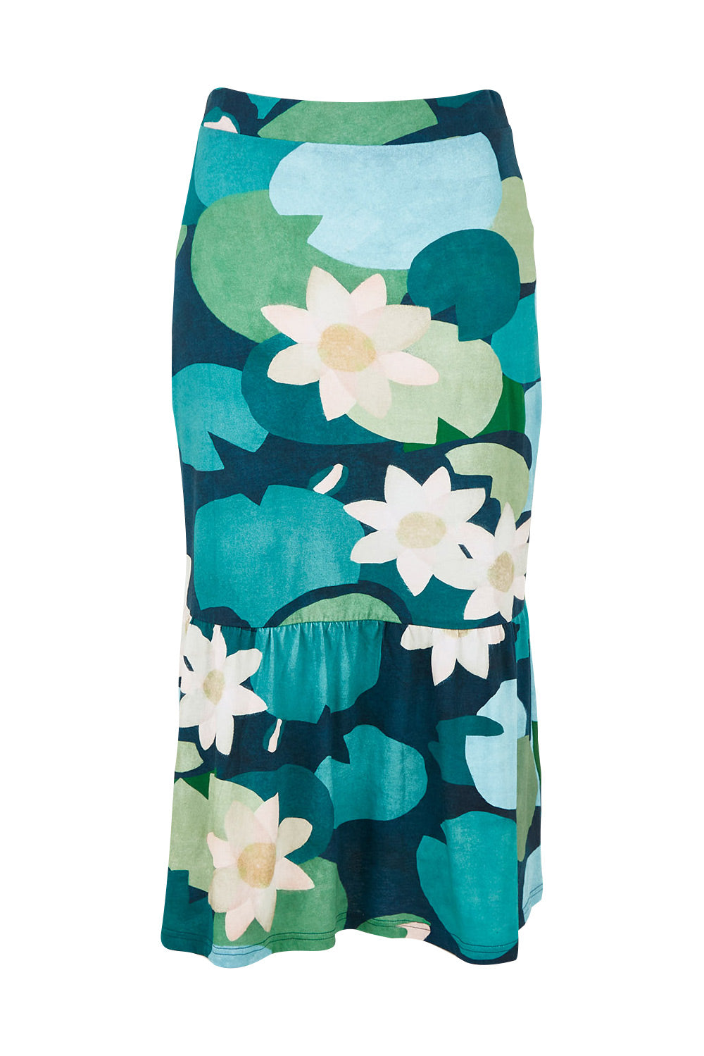 Product shot of the Insjo Skirt in colour Lilyblue (Blue), from the front