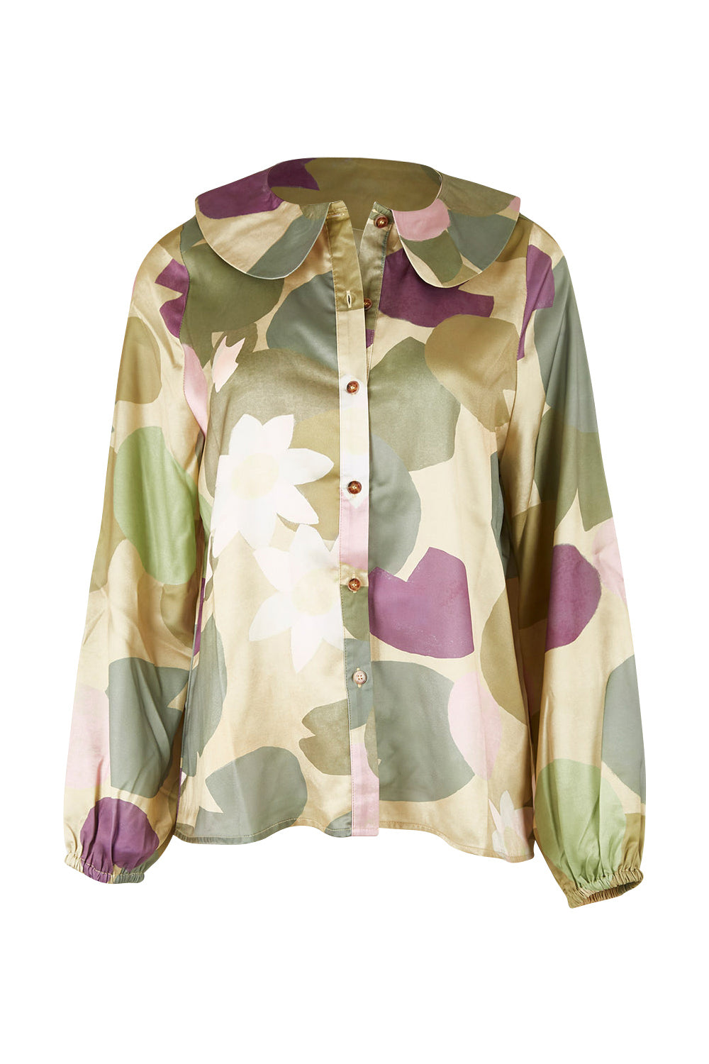Product shot of the Frihet Collared Blouse in colour Lilypink (Pink), from the front