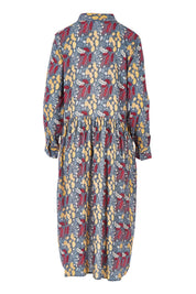 Product shot of the Lekfull Shirt Dress in colour Forage (Blue), from the back