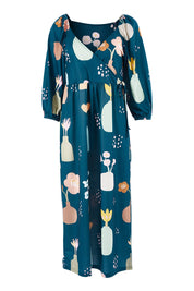 Product shot of the Romantik Dress in colour Vases (Blue), from the front
