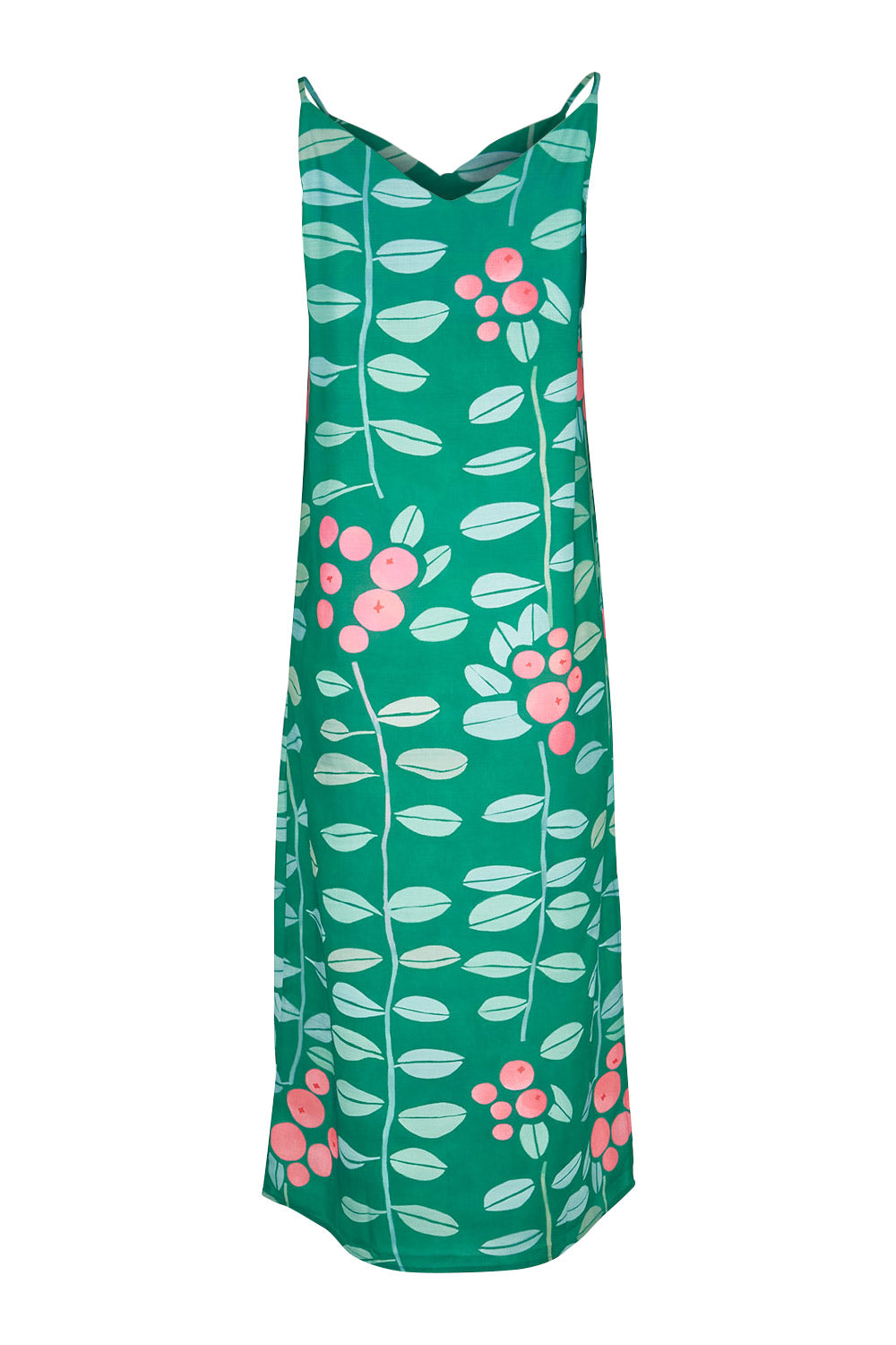 Product shot of the Flytande Maxi Dress in colour Grejuniper (Green), from the back