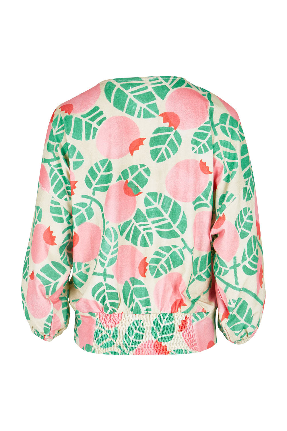 Product shot of the Sarskild Batwing Top in colour Crelingon, from the back