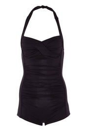 Product shot of the Boyleg Maillot in colour Black (Black), from the front