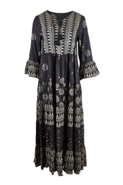 Product shot of the Palm Beach Maxi Dress in colour Black (Black), from the front