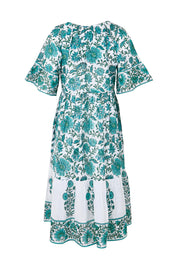 Product shot of the Cocora Valley Cotton Dress – Greenaqua in colour Greenaqua, from the back