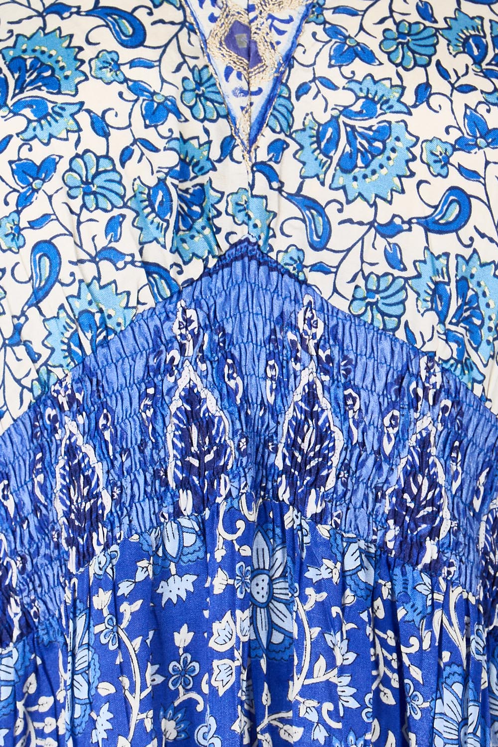 Product shot of the Pacific Beach Long Dress – Blue in colour Blue, showing detail