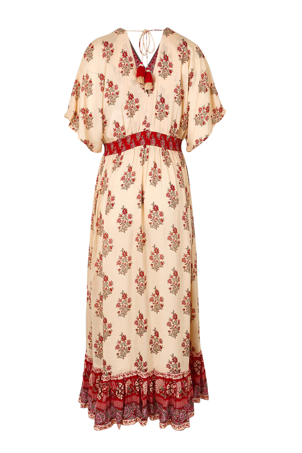 Product shot of the Pacific Beach Long Dress – Redcream in colour Redcream, from the back