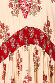Product shot of the Pacific Beach Long Dress – Redcream in colour Redcream, showing detail