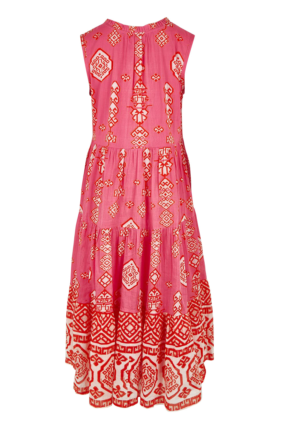 Product shot of the Jim Jim Falls Cotton Dress in colour Pinkorange (Pink), from the back