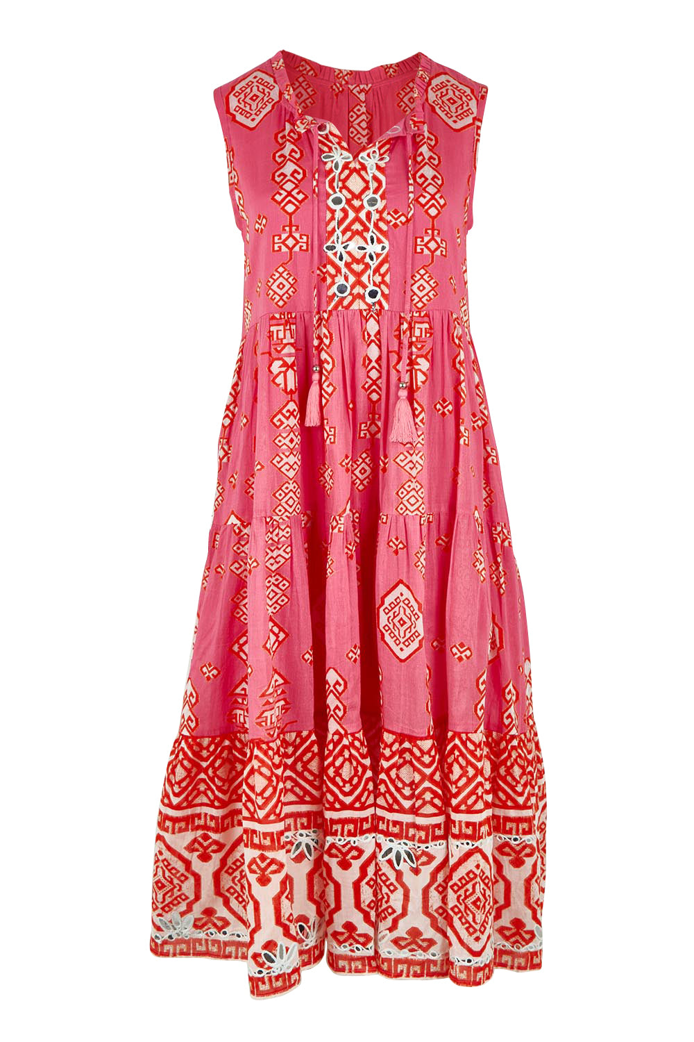 Product shot of the Jim Jim Falls Cotton Dress in colour Pinkorange (Pink), from the front