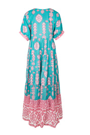 Product shot of the Jim Jim Falls Cotton Long Dress – Bluepink in colour Bluepink, from the back