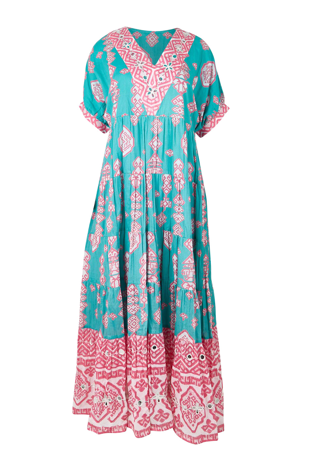 Product shot of the Jim Jim Falls Cotton Long Dress – Bluepink in colour Bluepink, from the front