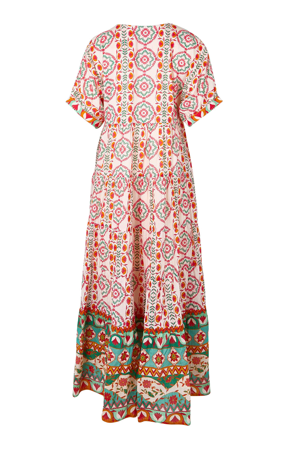 Product shot of the Jim Jim Falls Cotton Long Dress – Mosaic in colour Mosaic, from the back