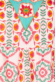 Product shot of the Jim Jim Falls Cotton Long Dress – Mosaic in colour Mosaic, showing detail