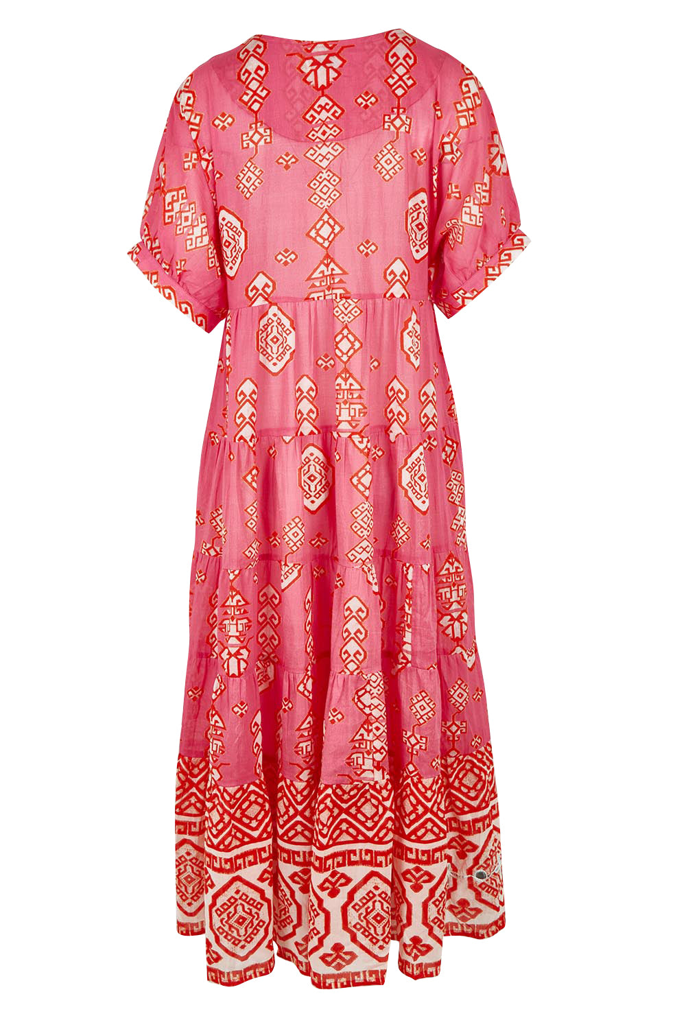Product shot of the Jim Jim Falls Cotton Long Dress in colour Pinkorange (Pink), from the back