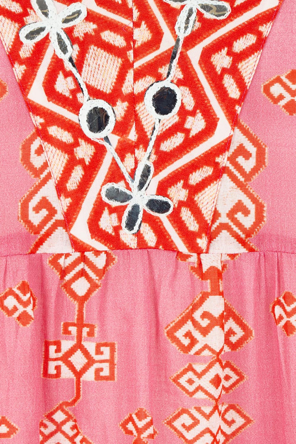 Product shot of the Jim Jim Falls Cotton Long Dress in colour Pinkorange (Pink), detail