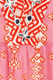Product shot of the Jim Jim Falls Cotton Long Dress in colour Pinkorange (Pink), detail