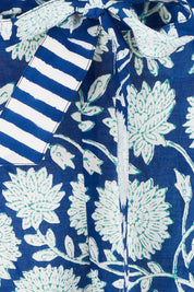 Product shot of the Kurrawa Beach Cotton Pant in colour Bluegreen (Blue), detail
