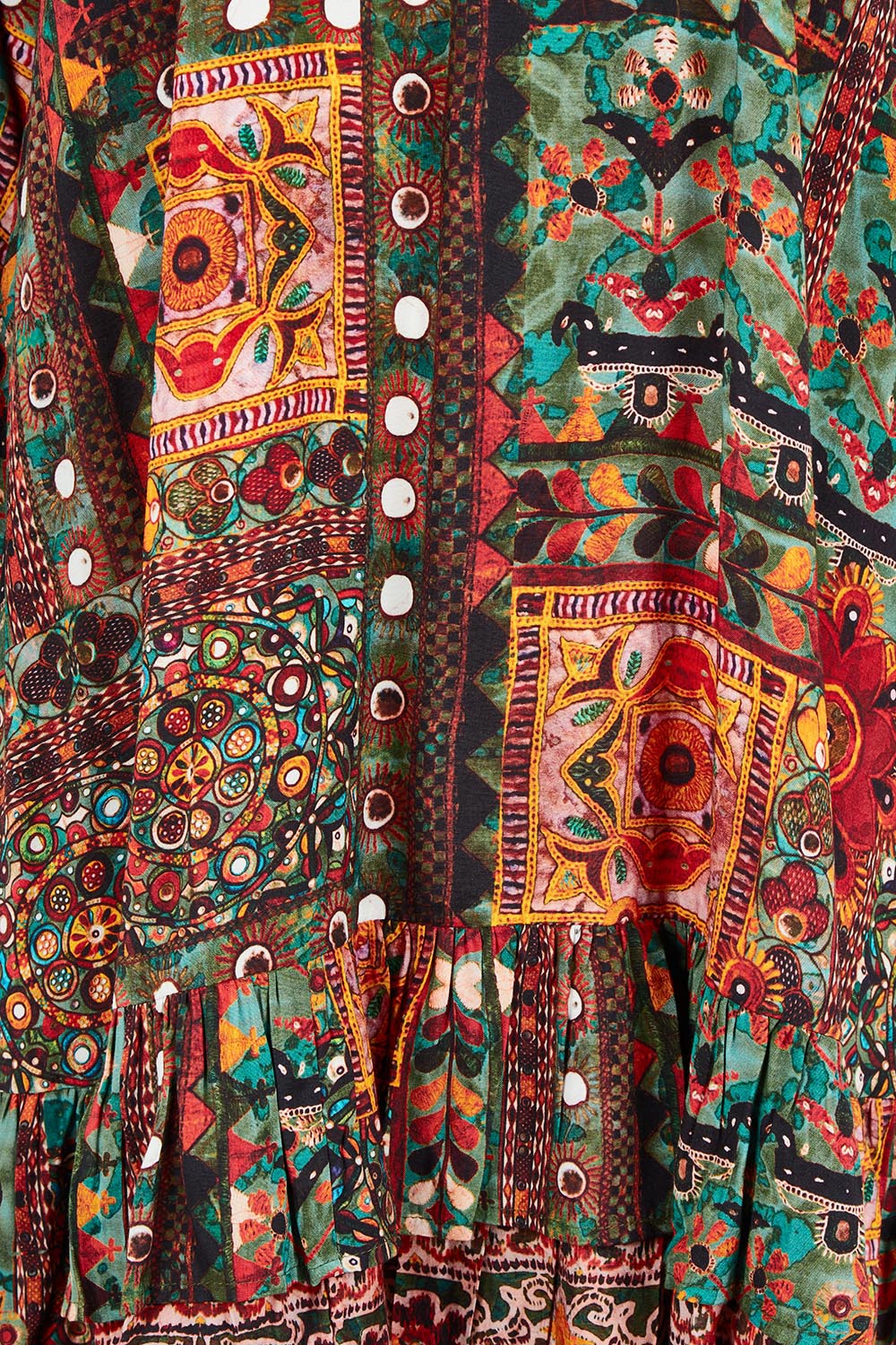 Product shot of the Sandy Creek Falls Dress in colour Heritage, detail