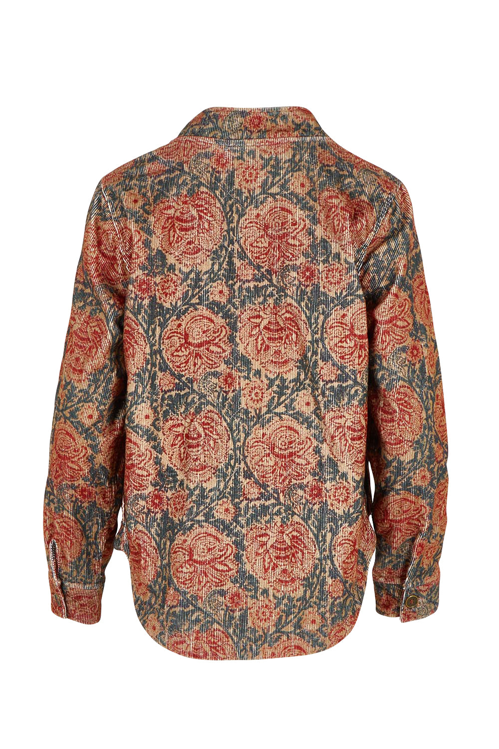 Product shot of the Adelong Falls Corduroy Jacket in colour Ornate, from the back