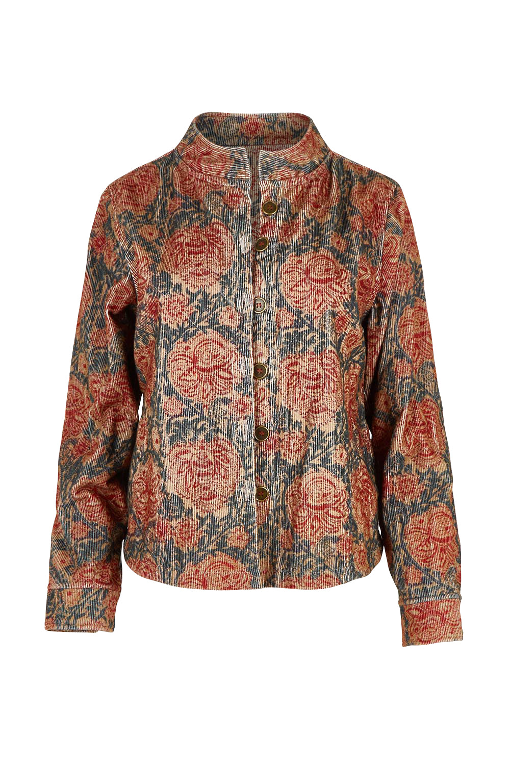 Product shot of the Adelong Falls Corduroy Jacket in colour Ornate, from the front