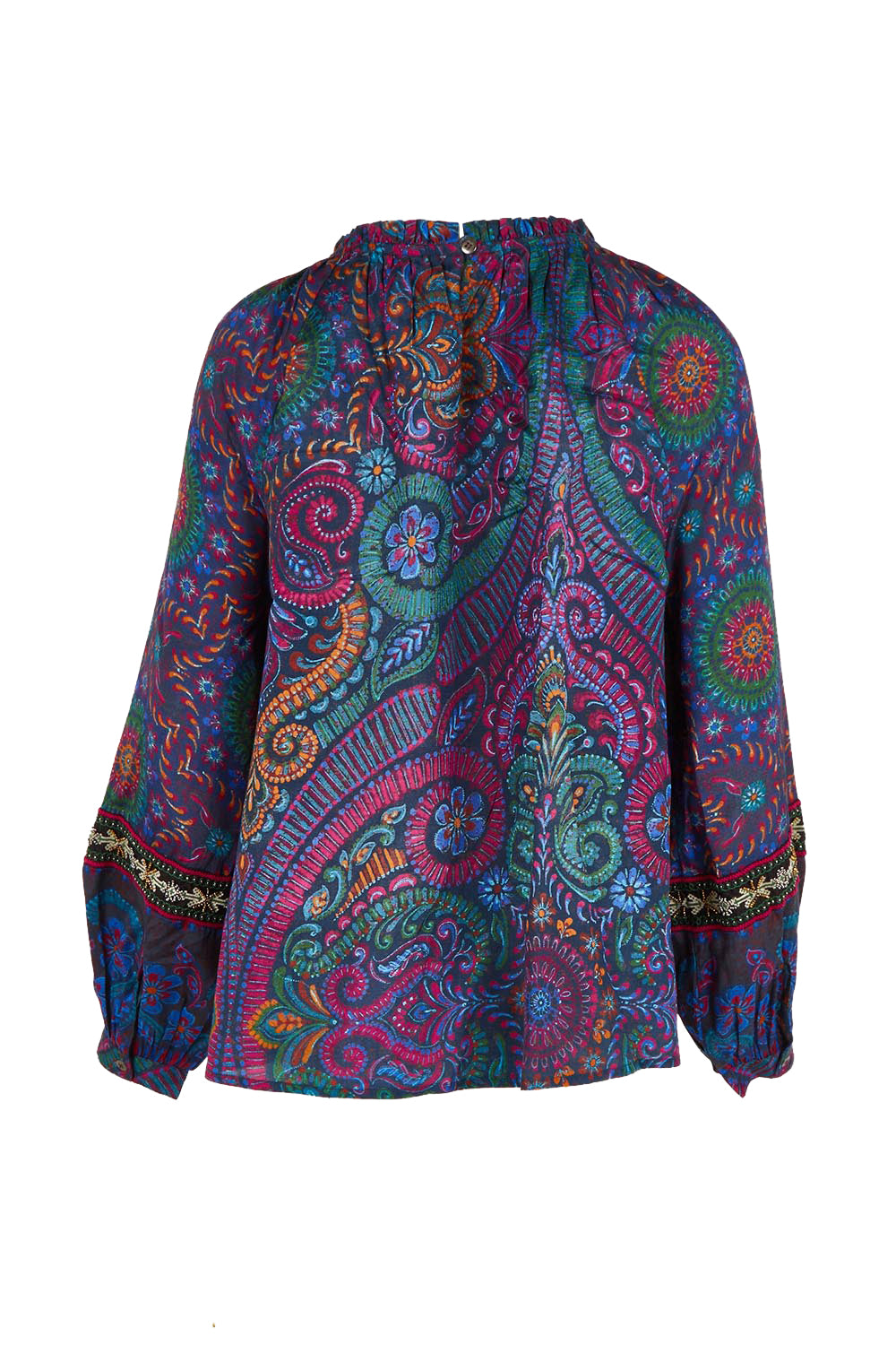 Product shot of the Finke Gorge Blouse in colour Paisley, from the back