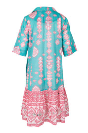 Product shot of the Wineglass Bay Cotton Dress – Bluepink in colour Bluepink, from the back