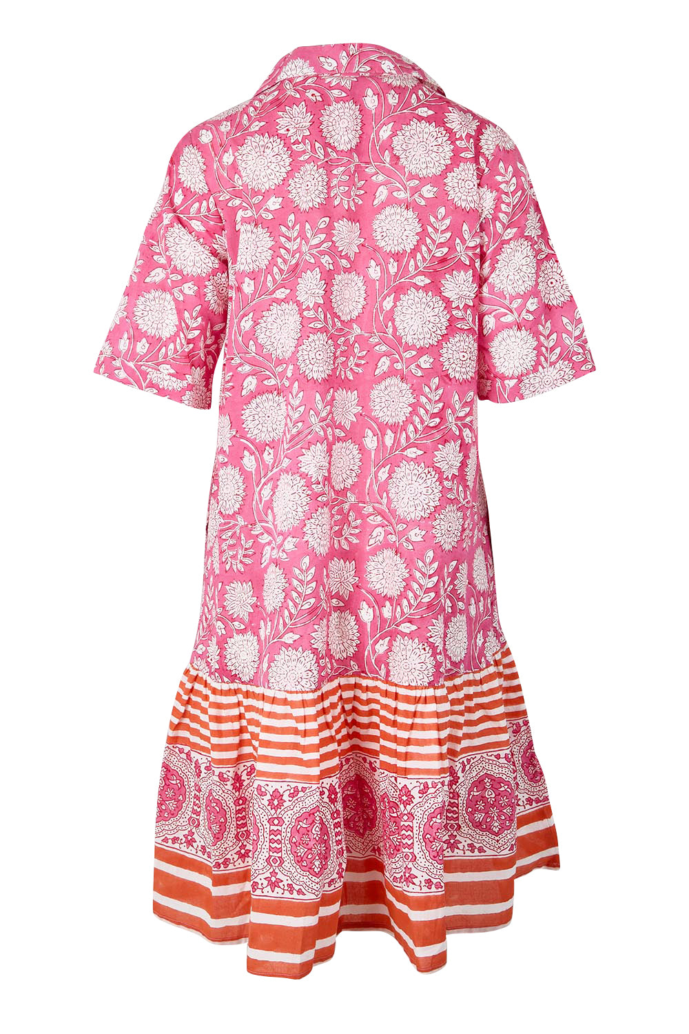 Product shot of the Wineglass Bay Cotton Dress – Pinkorange in colour Pinkorange, from the back