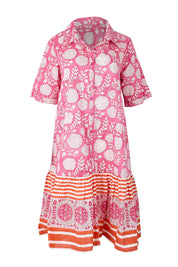 Product shot of the Wineglass Bay Cotton Dress – Pinkorange in colour Pinkorange, from the front