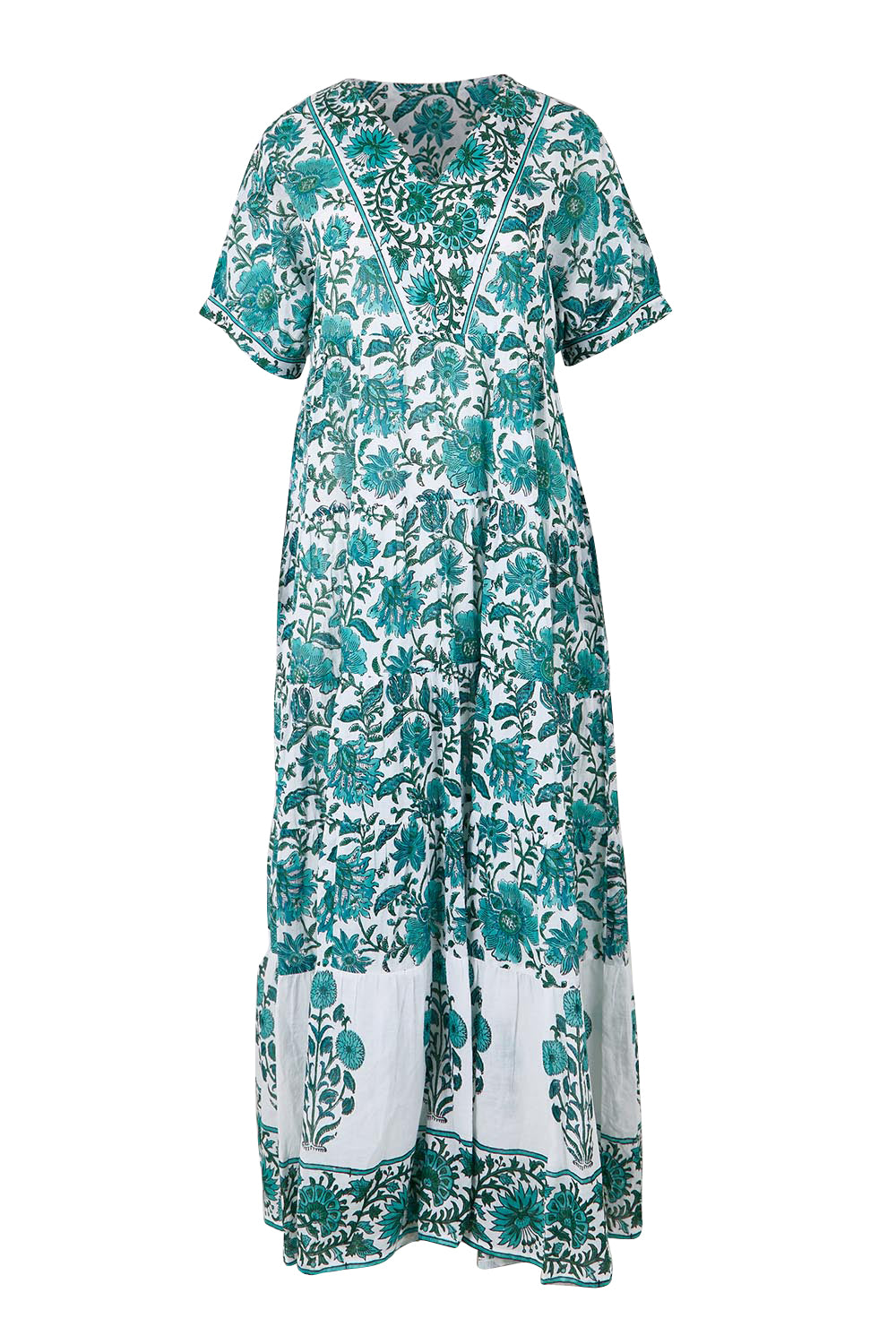 Product shot of the Vivonne Bay Beach Cotton Dress – Greenaqua in colour Greenaqua, from the front