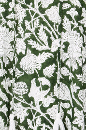 Product shot of the East Woody Point Cotton Dress – Green in colour Green, showing detail