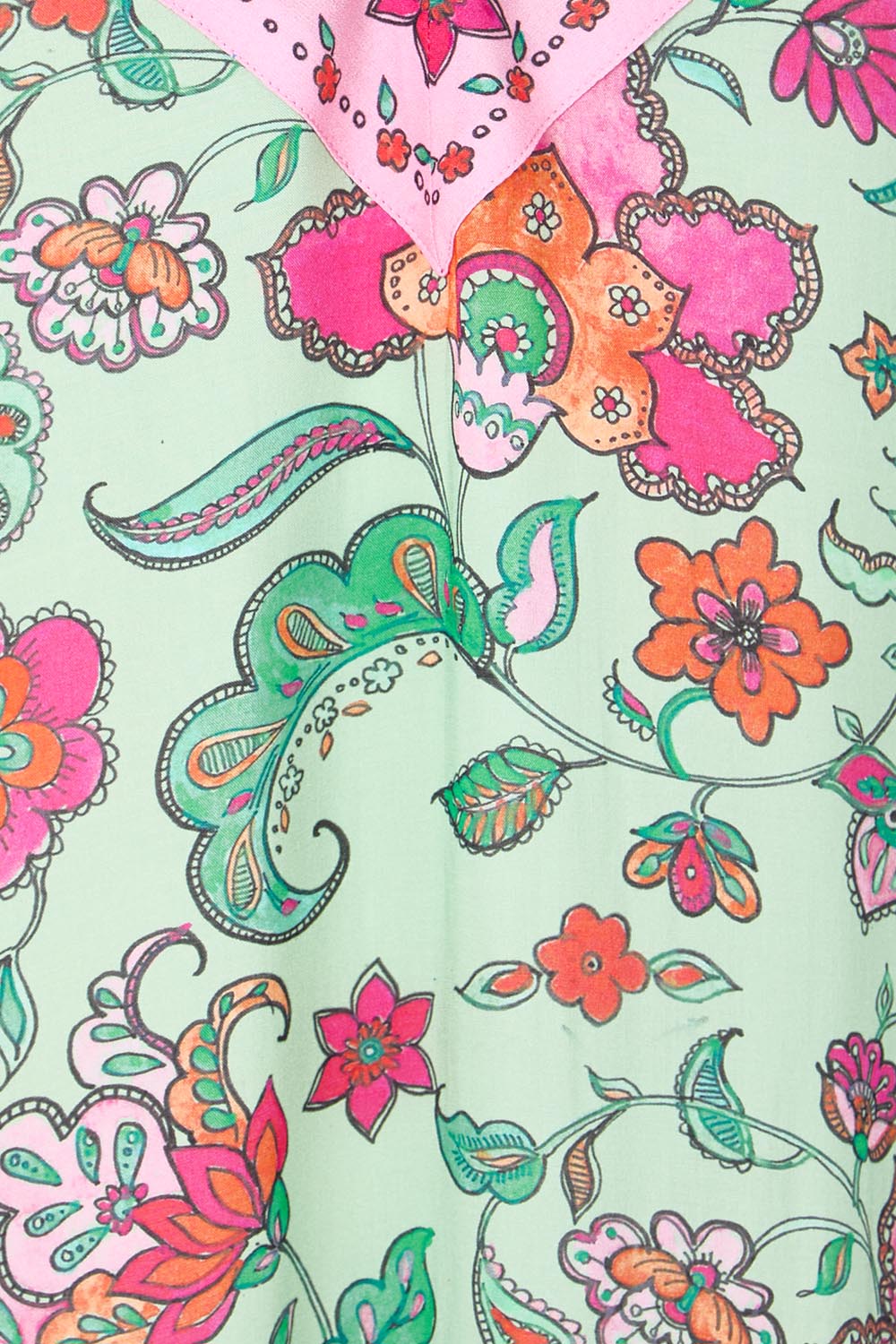 Product shot of the Queen's Beach Long Dress – Floral in colour Floral, showing detail