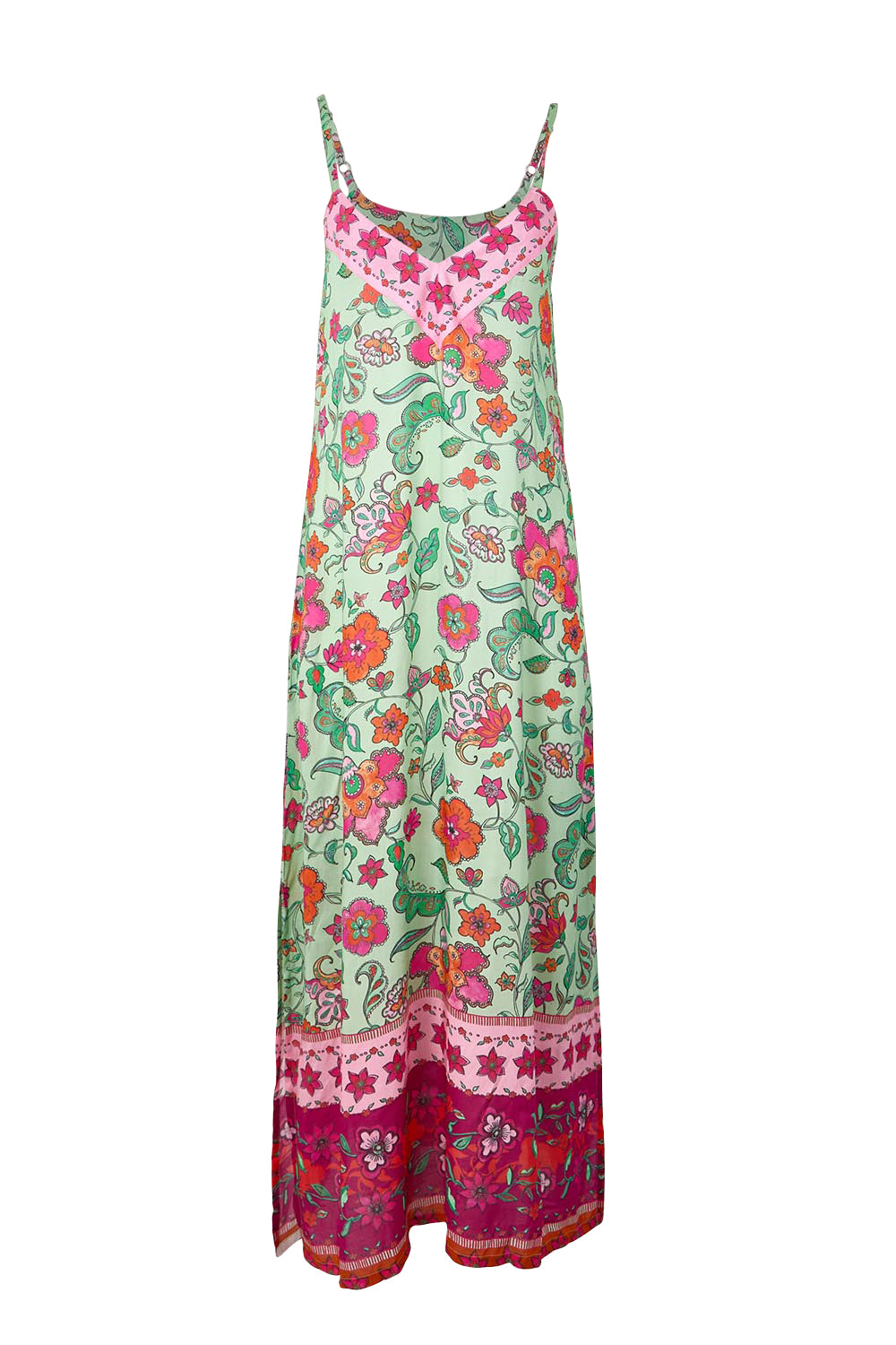 Product shot of the Queen's Beach Long Dress – Floral in colour Floral, from the front