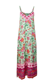 Product shot of the Queen's Beach Long Dress – Floral in colour Floral, from the front