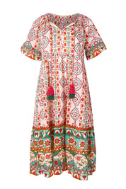 Product shot of the Tea Tree Bay Cotton Dress – Mosaic in colour Mosaic, from the front