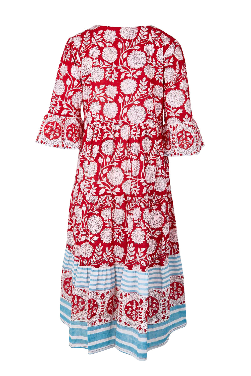 Product shot of the Hyams Beach Cotton Dress – Redblue in colour Redblue, from the back