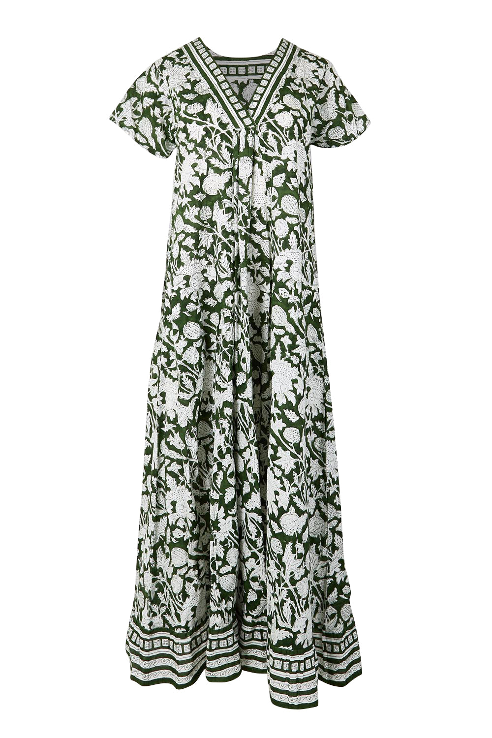 Product shot of the Kurrawa Beach Cotton Dress – Green in colour Green, from the front