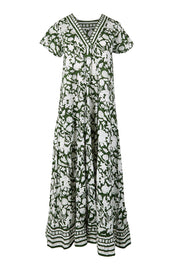 Product shot of the Kurrawa Beach Cotton Dress – Green in colour Green, from the front