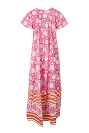 Product shot of the Kurrawa Beach Long Cotton Dress - Pinkorange in colour Pinkorange, from the back