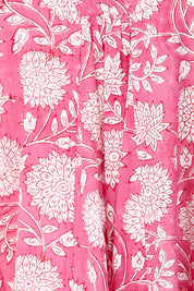 Product shot of the Kurrawa Beach Long Cotton Dress - Pinkorange in colour Pinkorange, showing detail