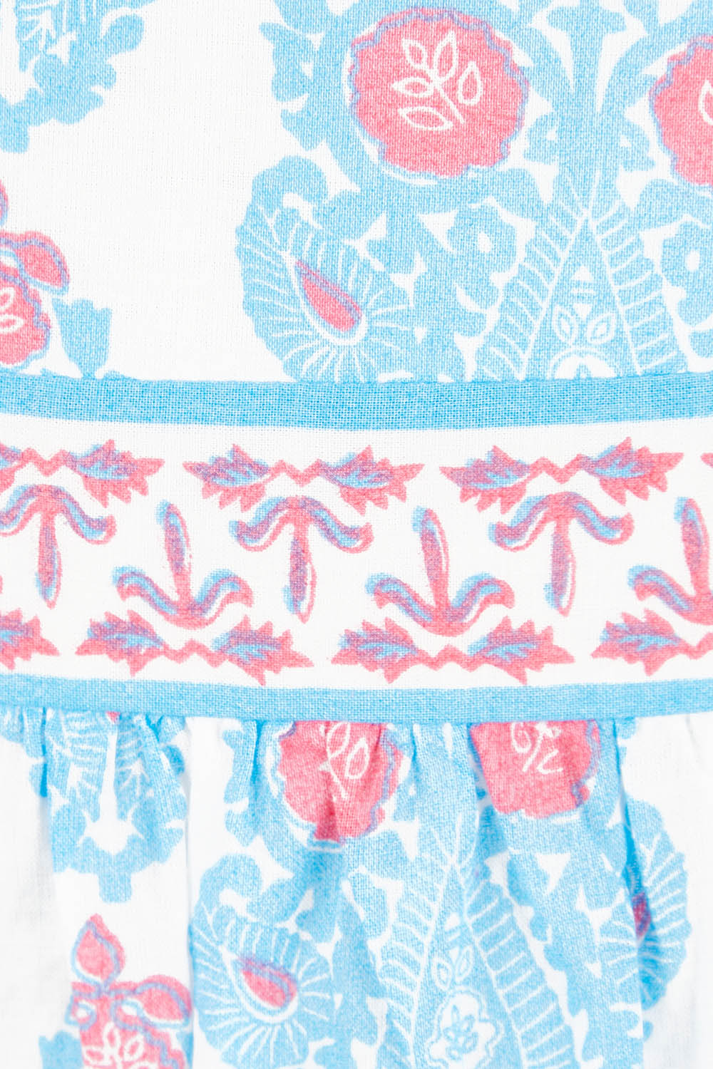 Product shot of the Bilgola Beach Cotton Dress in colour Bluepink (Blue), detail
