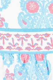 Product shot of the Bilgola Beach Cotton Dress in colour Bluepink (Blue), detail