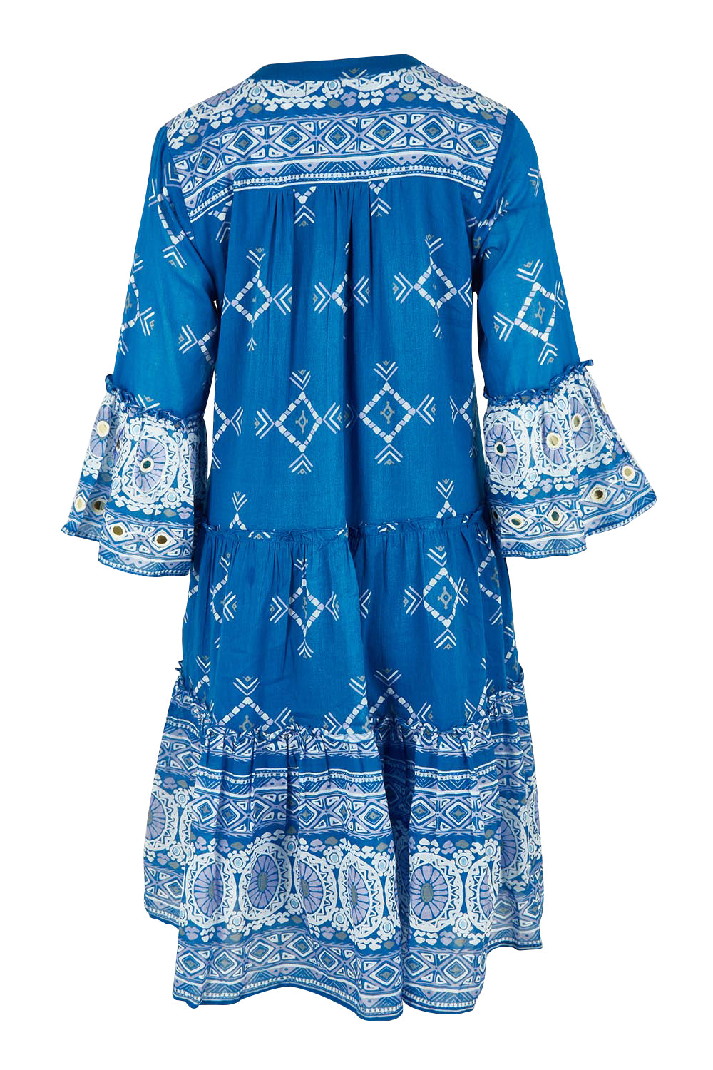 Product shot of the Dee Why Beach Cotton Dress in colour Bluelilac (Blue), from the back