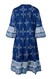 Product shot of the Dee Why Beach Cotton Dress – Navy in colour Navy, from the back